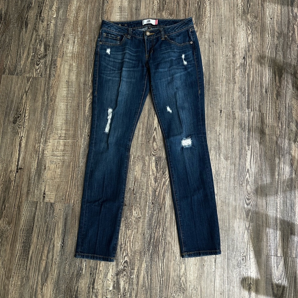 CAbi Boyfriend Slim Darker Blue Jeans size 2
